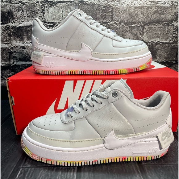 Nike Air Force 1 Jester XX Floral Print Womens 9 Platinum White AV2461-001 - Picture 1 of 16